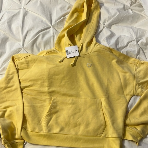 Top Shop Yellow Crop Hoodie - Picture 1 of 3